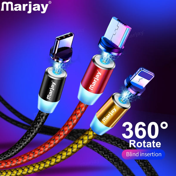 Marjay Magnetic Micro USB Cable For iPhone Samsung Android Fast Charging Magnet Charger USB Type C Cable Mobile Phone Cord Wire