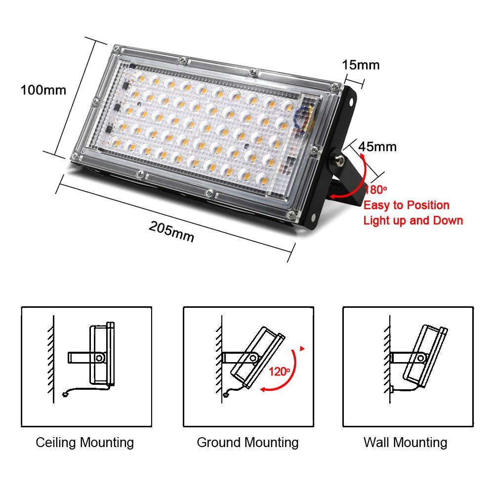 Combinable Foco LED Floodlight 220V 50W Spotlight Outdoor focus projector LED reflector Lighting streetlight Waterproof IP65